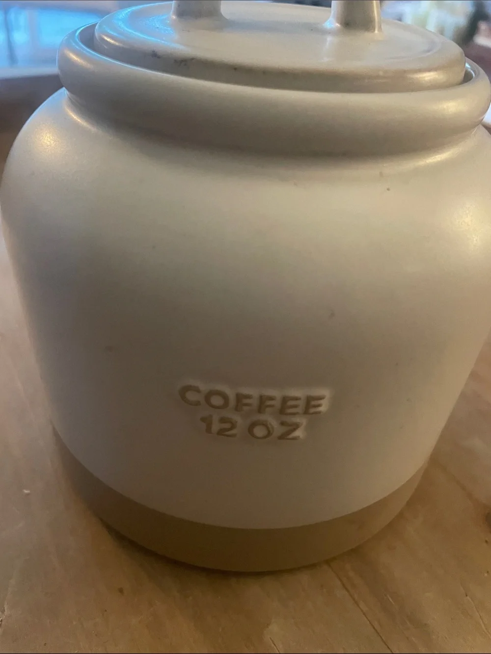 Hearth & Hand Cream and Tan Stoneware 12 oz Coffee Canister